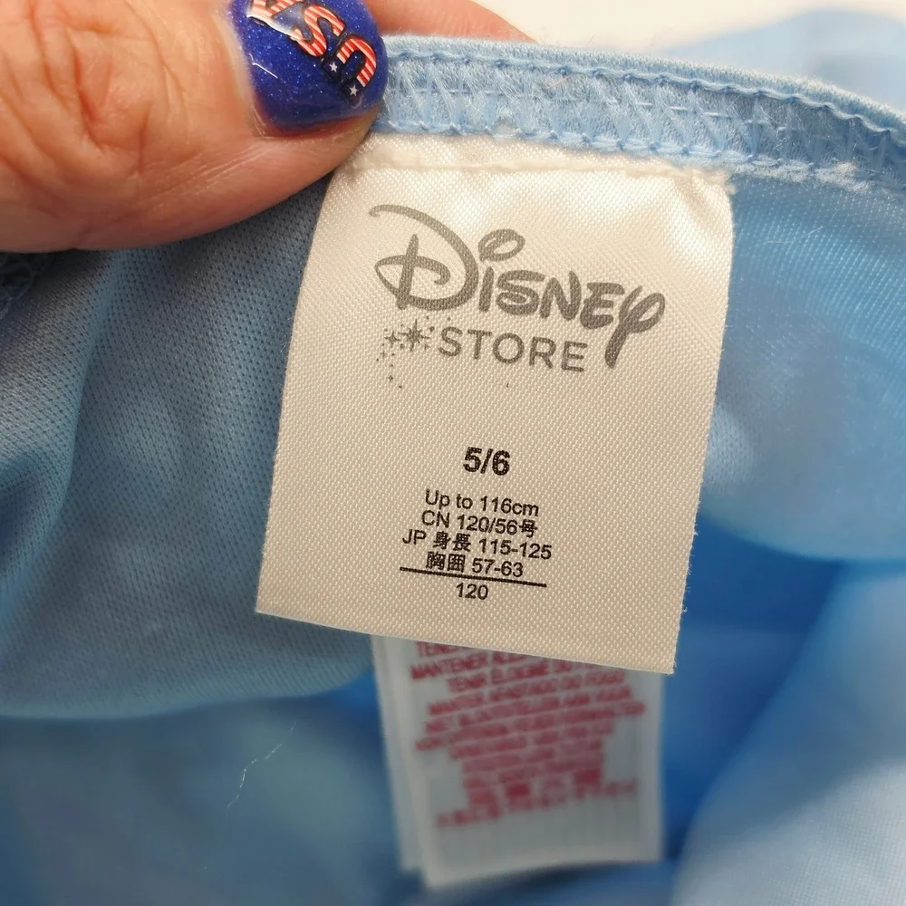 Disney Store Cinderella Costume Dress Kids 5/6 Blue Excellent Sparkly Cameo